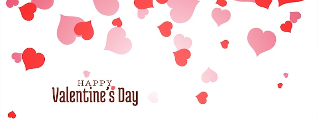 Free vector happy valentine's day banner design with hearts