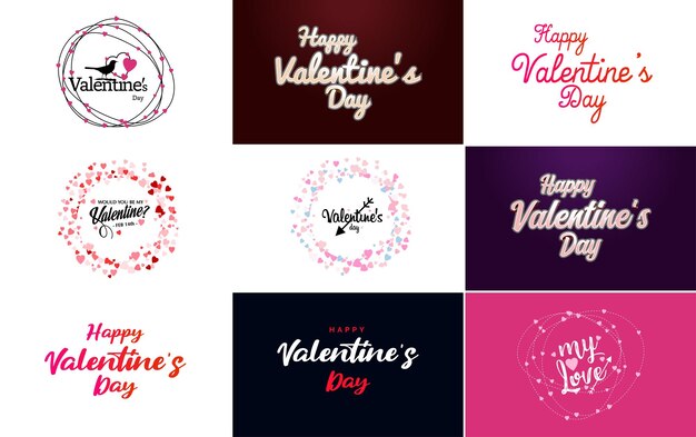 Happy Valentine's Day banner template with a romantic theme and a red color scheme