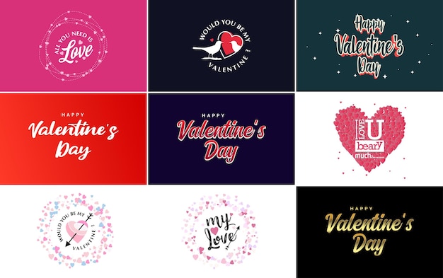 Happy Valentine's Day banner template with a romantic theme and a red color scheme