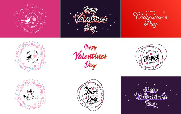 Modello di banner di buon san valentino con un tema romantico e una combinazione di colori rosso