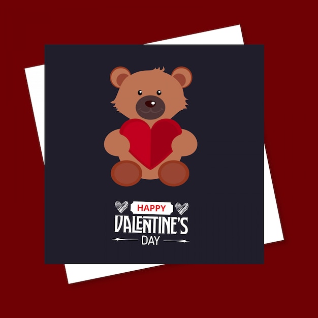 Free vector happy valentine's day bear card