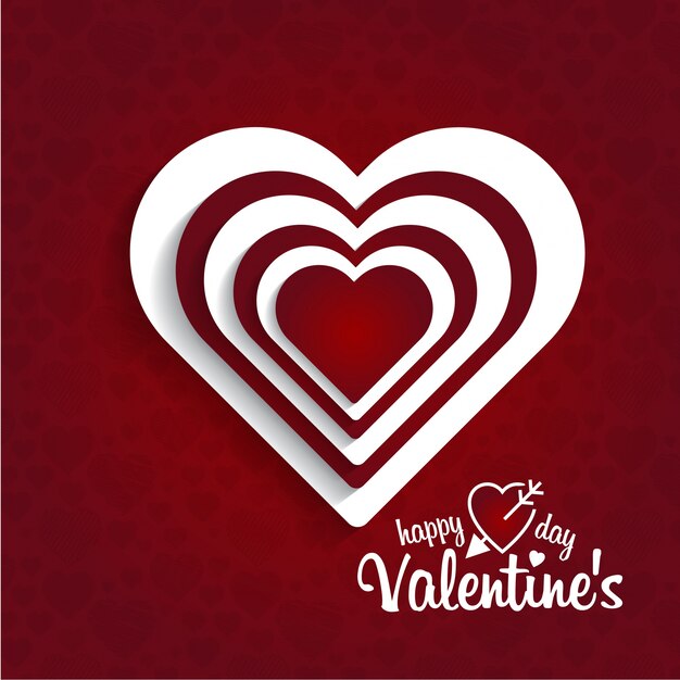 Happy Valentine's day card with red pattern background