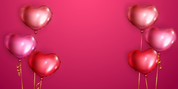 Счастливый день святого валентина празднование фон с сердечными шарами красивая векторная иллюстрация