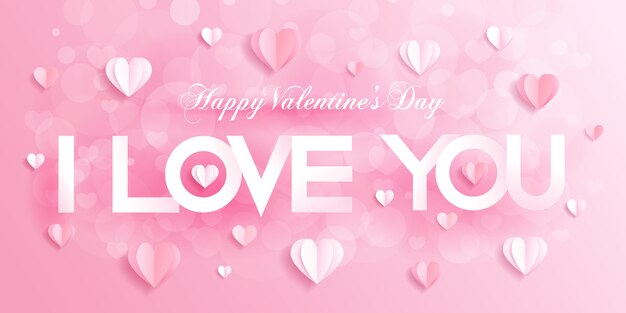 Happy valentine's day greeting card in pink color