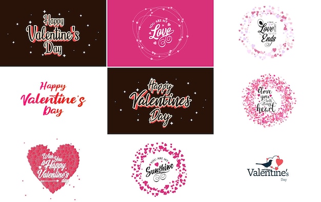 Free vector happy valentine's day greeting card template with a romantic theme and a red and pink color scheme