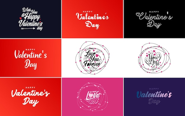 로맨틱한 테마와 빨간색 및 분홍색 색 구성표가 포함된 해피 발렌타인 데이 인사말 카드 템플릿