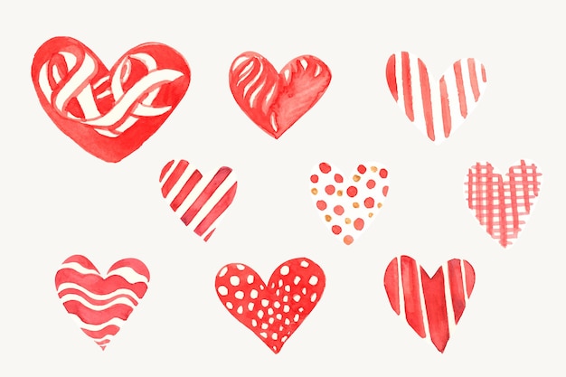 Vettore gratuito collezione di icone del cuore di san valentino felice