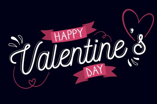 Happy valentine's day lettering on black background