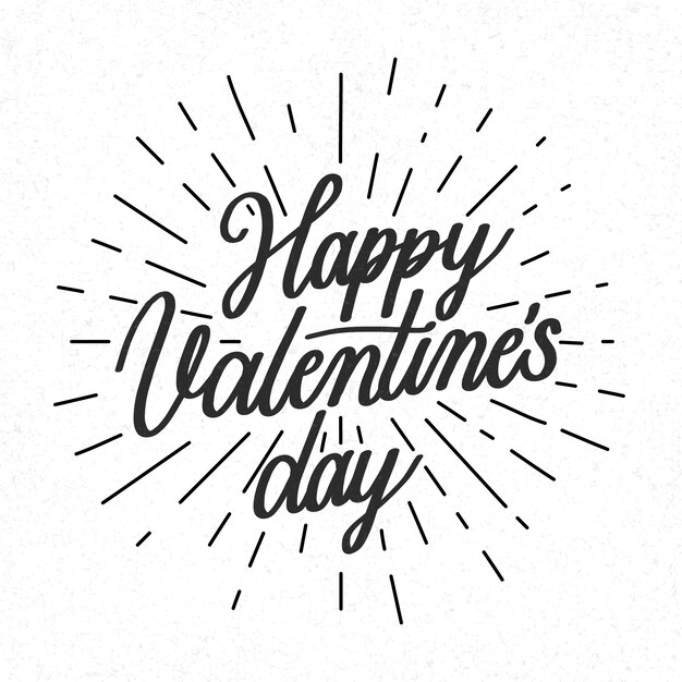 Happy valentine's day lettering in black and white
