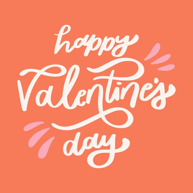 Happy valentine's day lettering on orange background