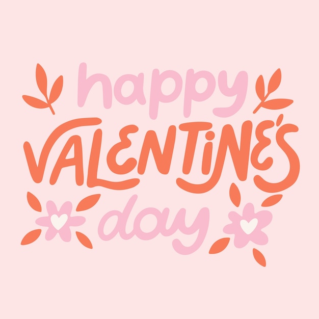 Happy valentine's day lettering on pink background