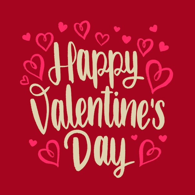 Free vector happy valentine's day lettering on red background