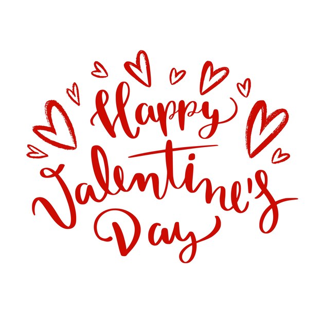 Happy valentine's day lettering on white background