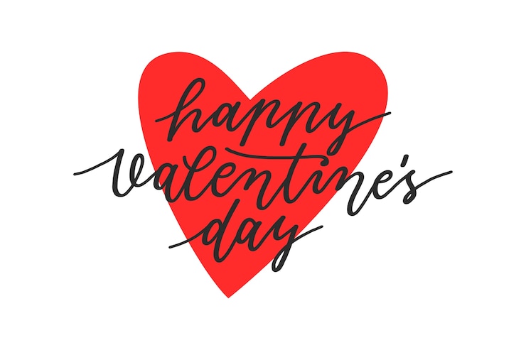 Free Vector happy valentine's day lettering with heart