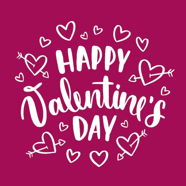 Free vector happy valentine's day lettering with hearts