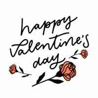 Free vector happy valentine's day lettering with roses