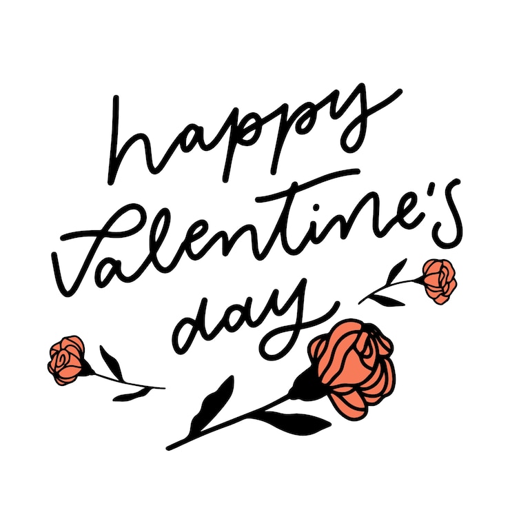 मुफ़्त वेक्टर happy valentine's day lettering with roses