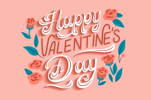 Free vector happy valentine's day lettering