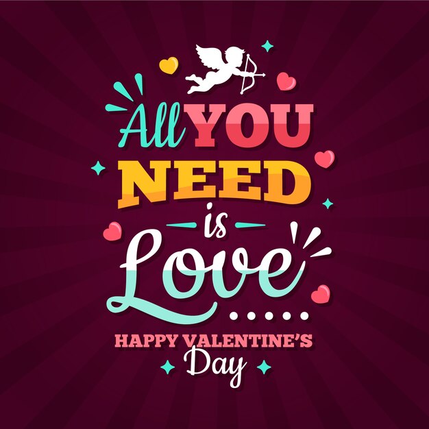 Free vector happy valentine's day lettering