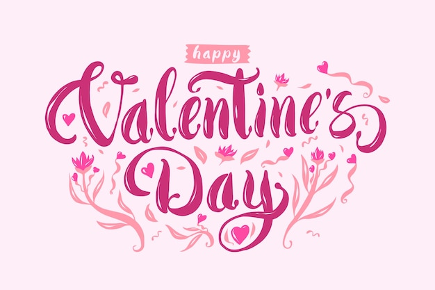 Vettore gratuito felice giorno di san valentino rosa scritte