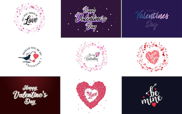 Free vector happy valentine's day typography design with a heartshaped balloon and a gradient color scheme