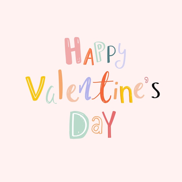 Happy valentine's day typography doodle text