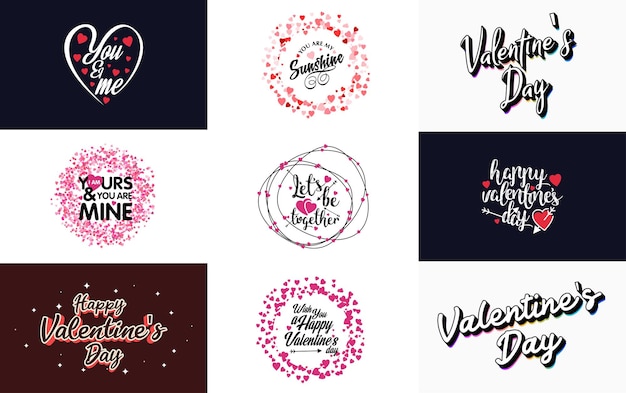 Happy valentine's day typography poster with handwritten calligraphy text isolated on white background vector illustration