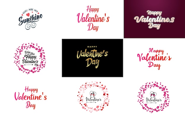 Happy Valentine's Day typography poster with handwritten calligraphy text isolated on white background vector illustration