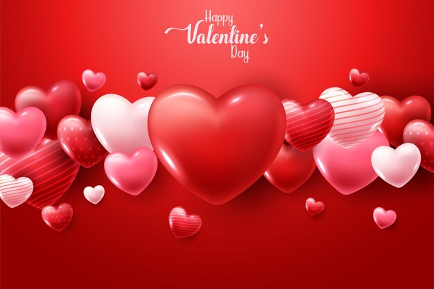 С Днем святого Валентина с 3D сердечками