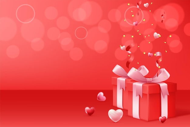 Free vector happy valentine's day with gift box