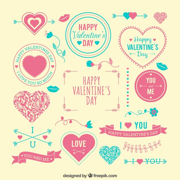 Happy Valentine's elements set