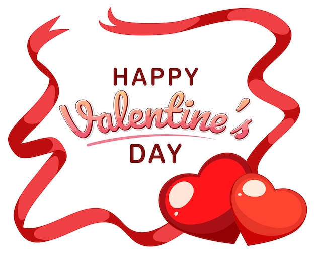 Vettore gratuito happy39s valentine day banner con nastro rosso e cuori