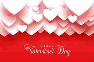 Бесплатное векторное изображение С днем святого валентина 3d сердца красный фон