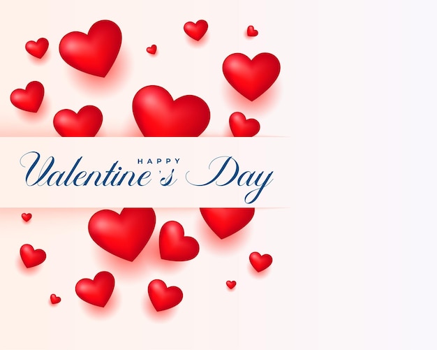 Free vector happy valentines day 3d red hearts background