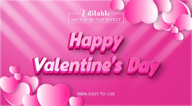 Happy valentines day 3d text effect template