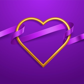 Happy valentines day banner with 3d golden heart balloons