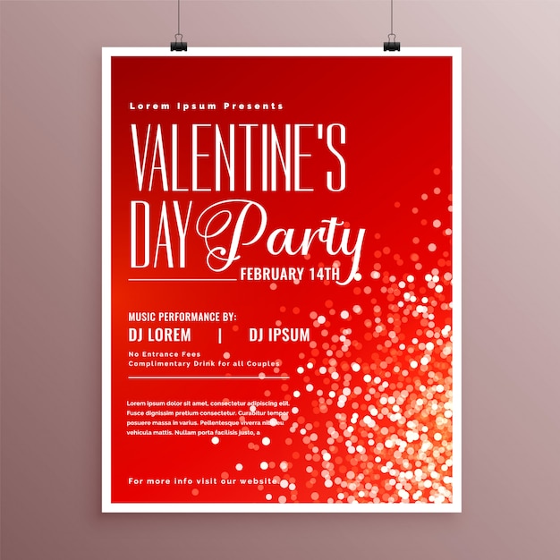 Free vector happy valentines day celebration flyer template