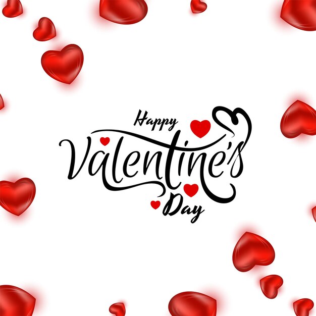 Happy Valentines day celebration text design background with red hearts vector