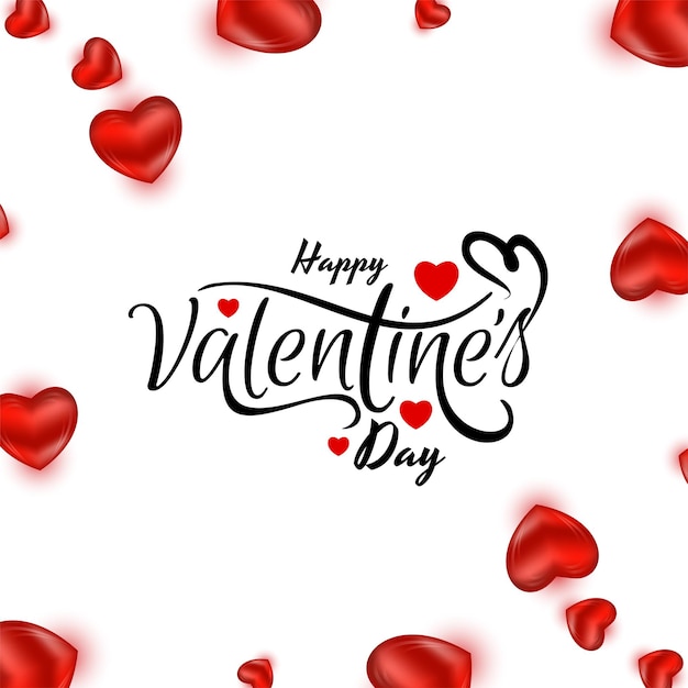 Happy Valentines day celebration text design background with red hearts vector