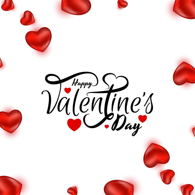 Happy Valentines day celebration text design background with red hearts vector