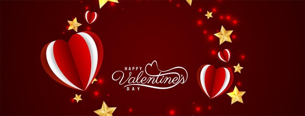 Happy Valentines day decorative hearts banner design vector