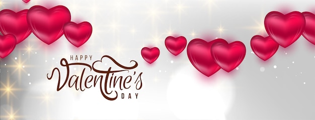 Happy Valentines day decorative hearts banner design vector