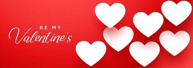 С Днем Святого Валентина элегантный красное знамя с белыми сердцами
