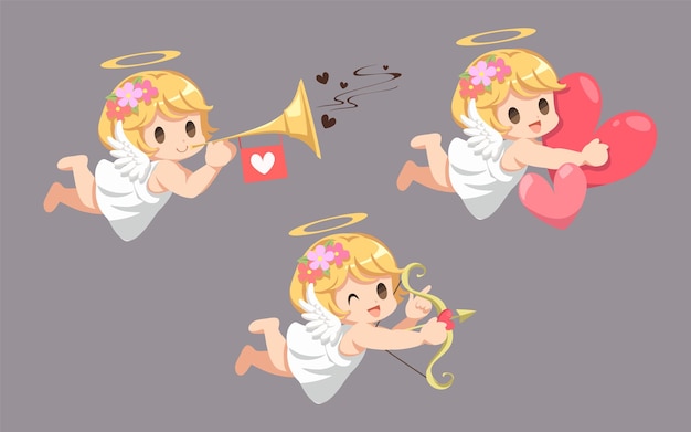Free vector happy valentines day february 14th is the day of love festival known all over the world there is a cupid as a symbol of the festival cupid angel for valentines day design for print and website