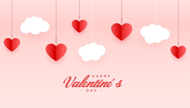 Happy valentines day greeting card in paper style design