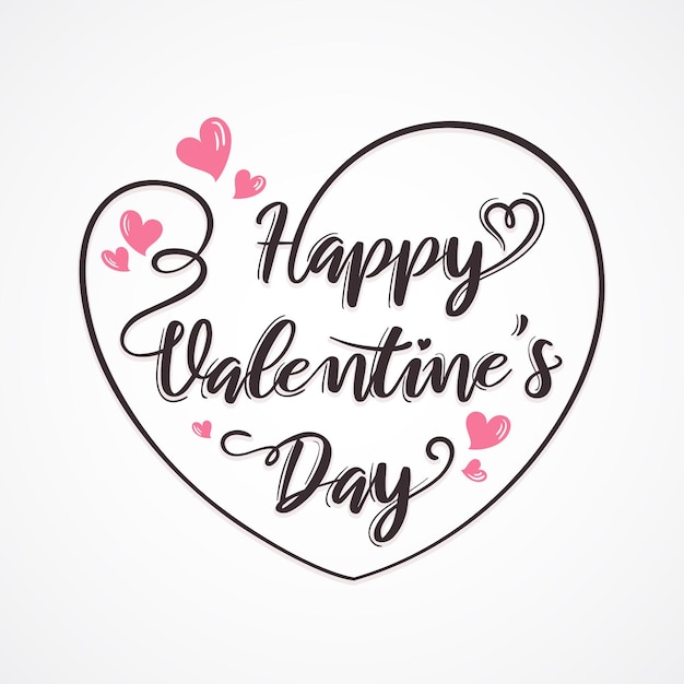 Free vector happy valentines day greeting card with heart and lettering