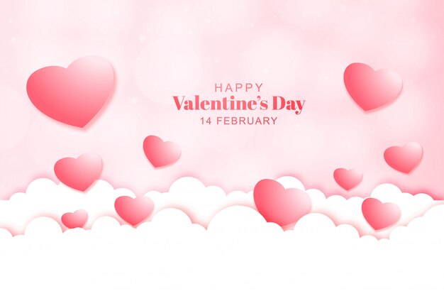 Happy Valentines day greeting card with hearts