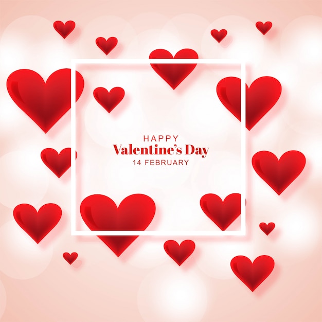 Happy valentines day greeting card with hearts