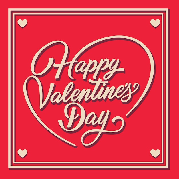 Vettore gratuito felice giorno di san valentino scritte in cornice con volute