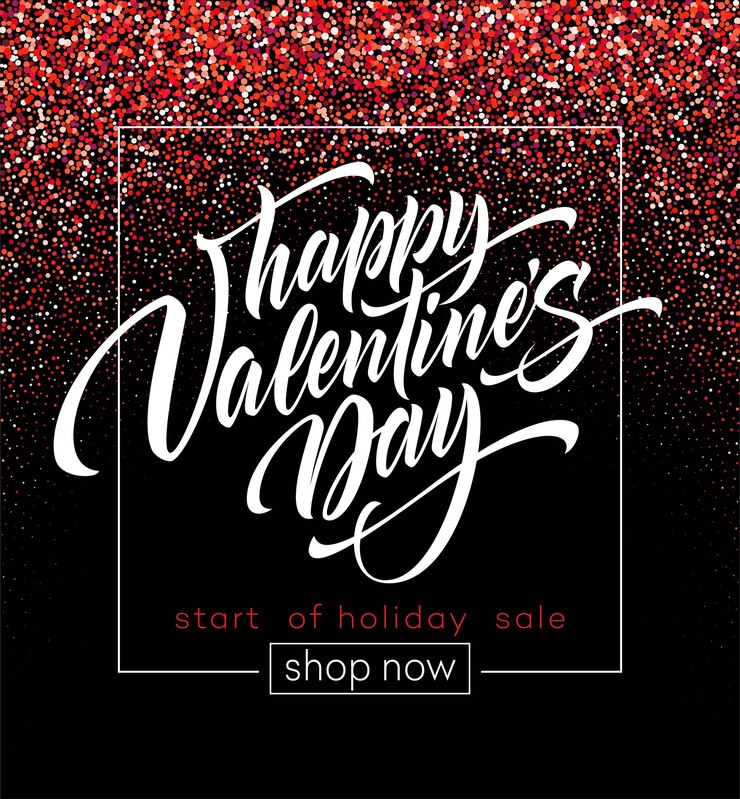 Free Vector happy valentines day lettering greeting card on red glitter background. vector illustration eps10
